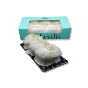 Terkenlis_ brioche with pistachio filling and white chocolate coating agora greek delicacies