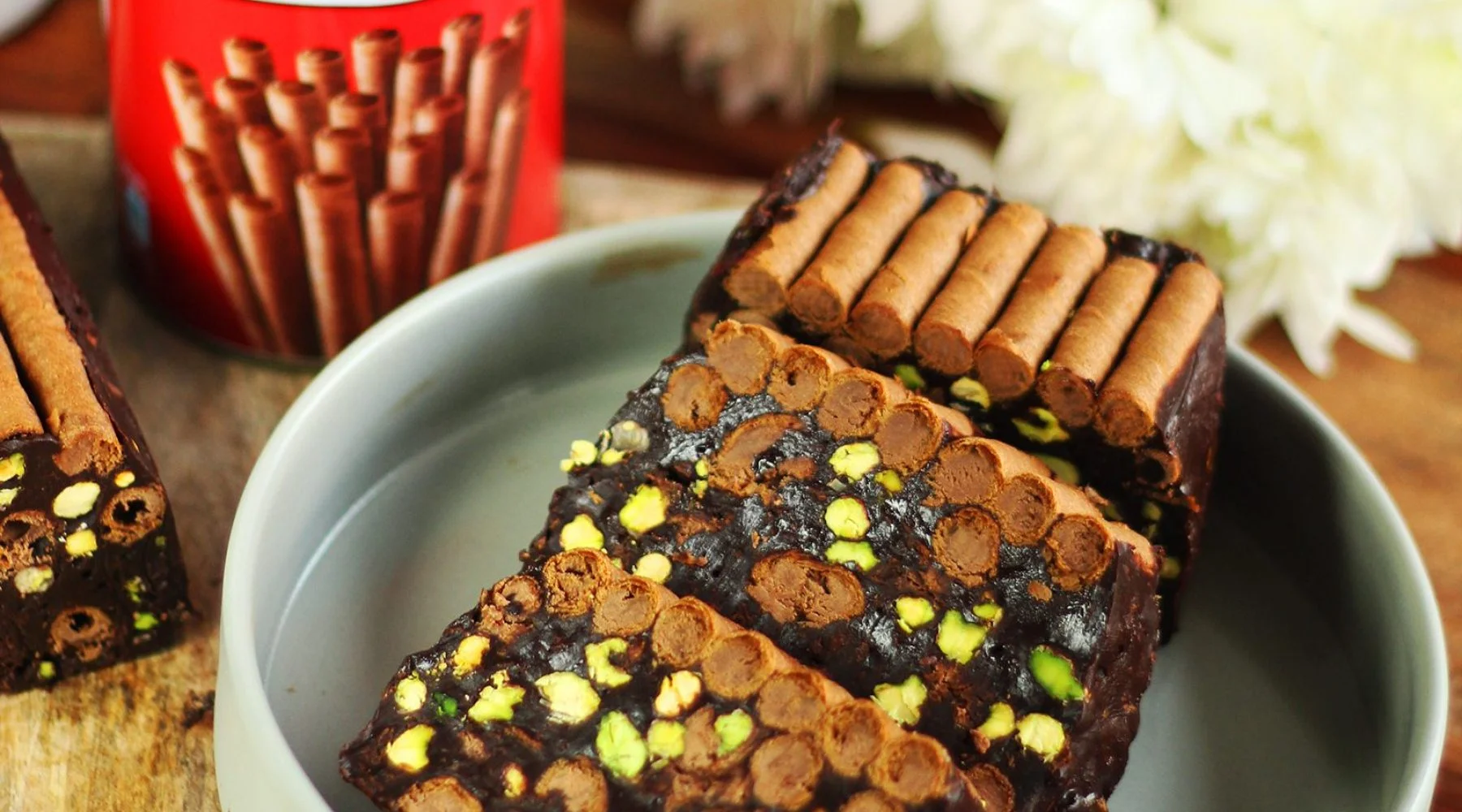 Chocolate Trunk Cake with Caprice and Pistachios Agora Greek Delicacies