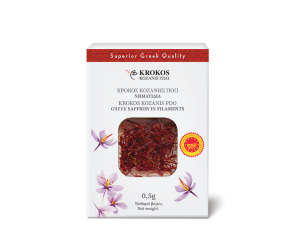 Greek Saffron in Filaments PDO 0.5g Krocus Kozanis Agora Greek Delicacies